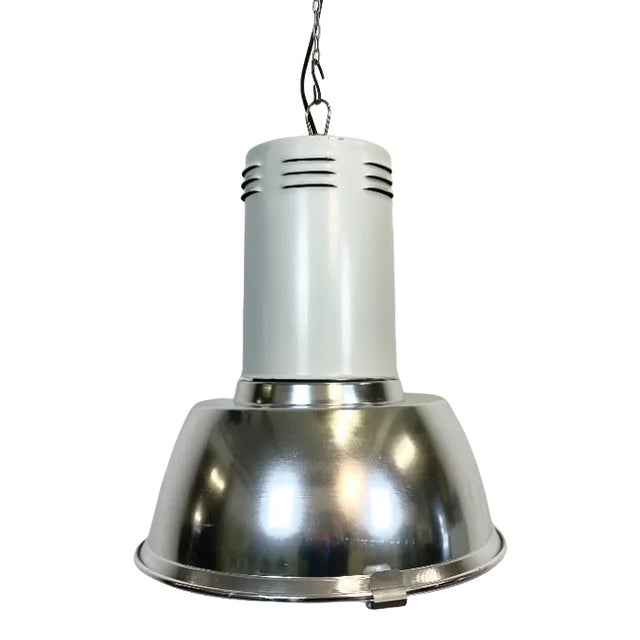 Large Industrial Aluminium Lamp with Iron Grid From Siemens, 1980s For Sale