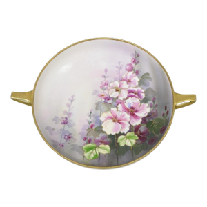 Antique Nippon Hand Painted Pink Wisteria Flower Porcelain Dish W / Handles
