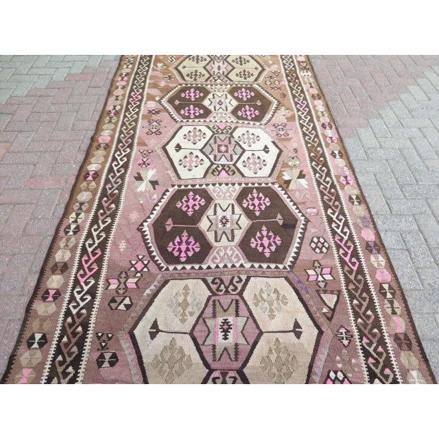 Oversized Vintage Turkish Kilim Rug - 57" X 146" For Sale - Image 4 of 11