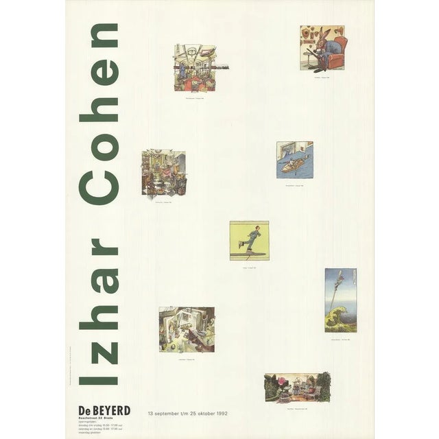 1992 Izhar Cohen 'De Beyerd' Contemporary Green,White Offset Lithograph For Sale - Image 4 of 4