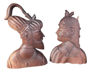 Ottoman Empire Busts in Hand-Carved Wood, Set of 2