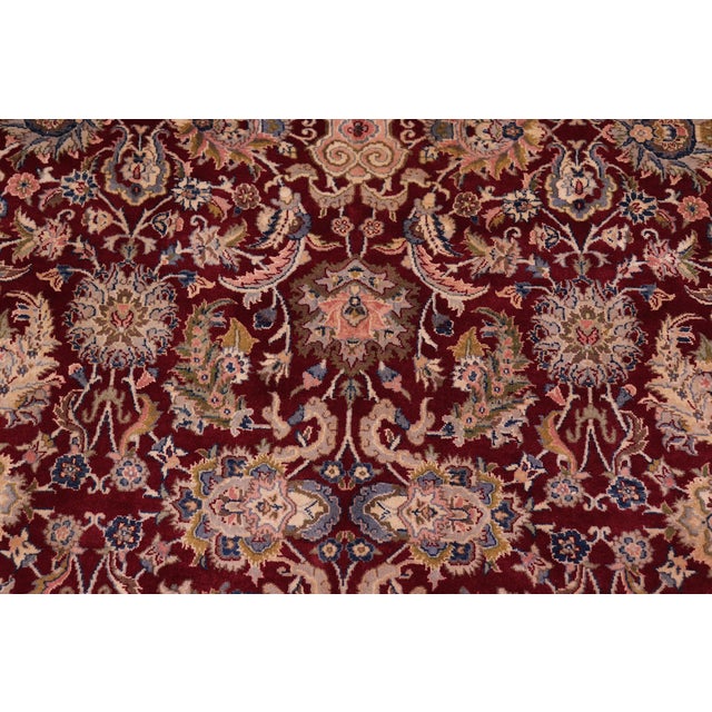 Shabby Chic Beautiful 1990's Floral Pak-Persian Red/Teal Wool Rug - 6'4'' X 9'2'' For Sale - Image 4 of 9