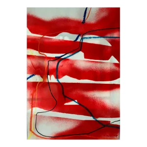 Abstract Original Painted Drawing on Dacron, 20x28, Signed. Unframed