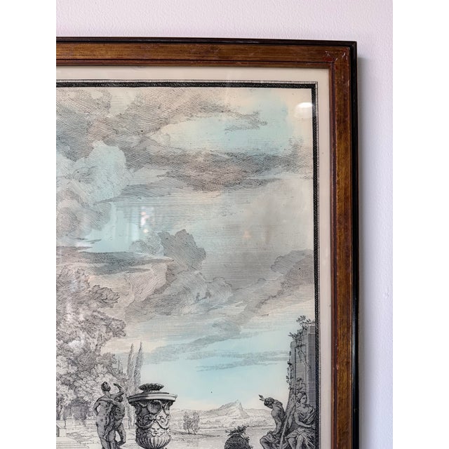 1960s Vintage French Architectural Landscape Engraving, Framed For Sale - Image 5 of 12