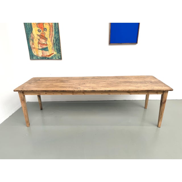 Pine Farmhouse Table with Tapered Legs, France, 1950s For Sale - Image 4 of 18
