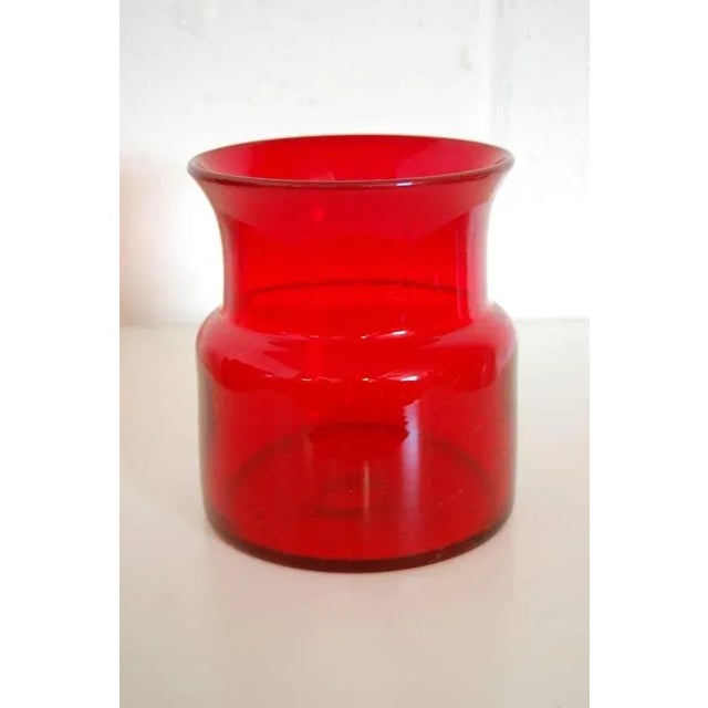 Vintage Swedish Ruby Red Art Glass Vase by Erik Hoglund for Boda circa 1960. Engraved on bottom: "H 961/160." Full of his...