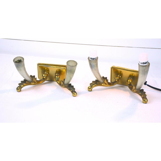 Gold Mid 20th Century Riccardo Scarpa Pair of Double Brass Sconces, Italy - a Pair For Sale - Image 8 of 10