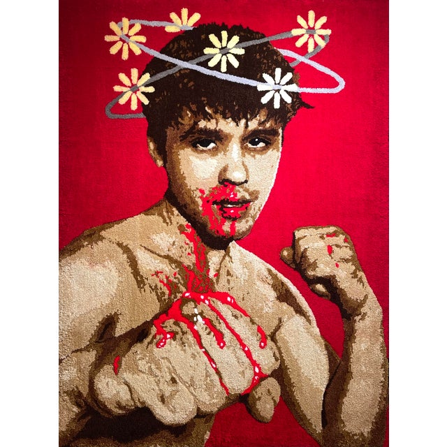 Cedric Vu's largest and most intense work to date depicts the artist as a boxer, fists raised at 72 by 53 inches, blood...