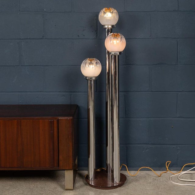 1970s 20th Century Italian Chrome and Glass Floor Lamp by Mazzega, 1970 For Sale - Image 5 of 18