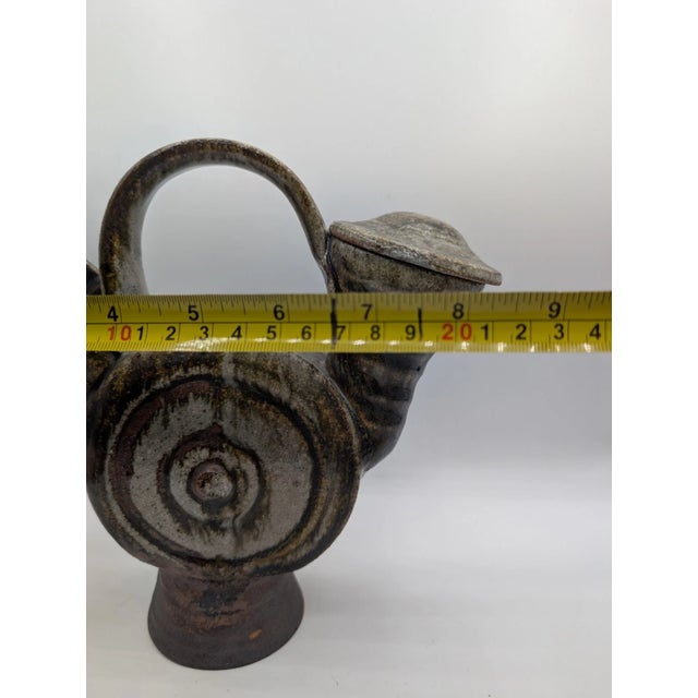 Gray Vintage Mid Century Modern Ceramic Studio Art Pitcher With Lid For Sale - Image 8 of 16