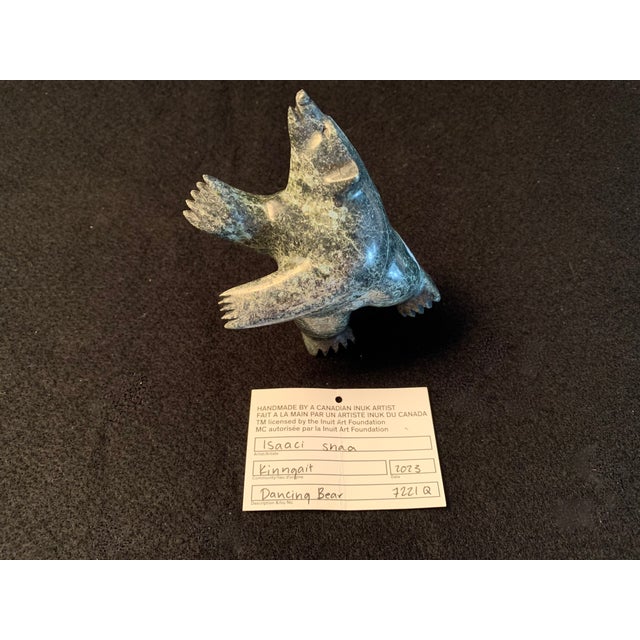 Isaaci Shaa Inuit Dancing Bear Serpentine Stone Carving Kinngait Cape Dorset 2023 For Sale - Image 11 of 16