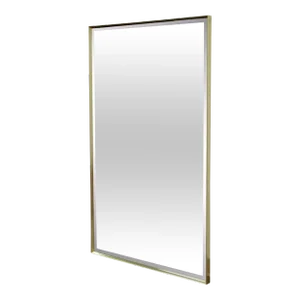 Mid Century Modern Minimalist Brass Tone Beveled Glass Mirror Paul McCobb Style