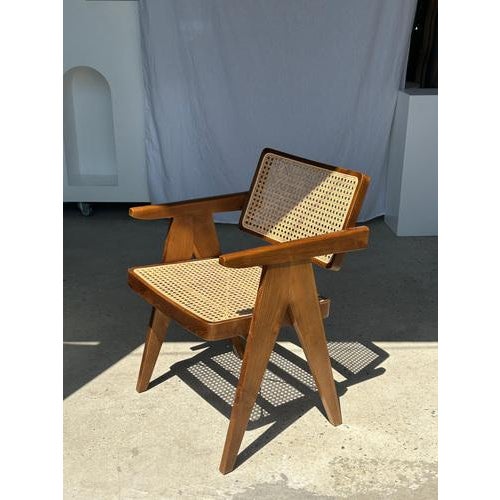 Natural Wood Cane Office Chair For Sale - Image 12 of 18