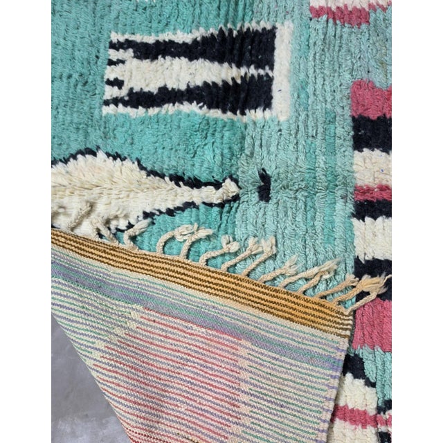 Handwoven Berber Wool Rug With Turquoise - 9.7 X 6.8 Ft For Sale In Cleveland - Image 6 of 6