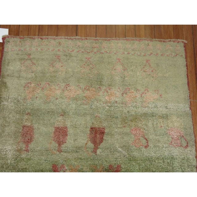 Mid 20th Century Vintage Light Green Pink Turkish Tulu Shag Rug - 3'8" x 6'2" For Sale - Image 5 of 5