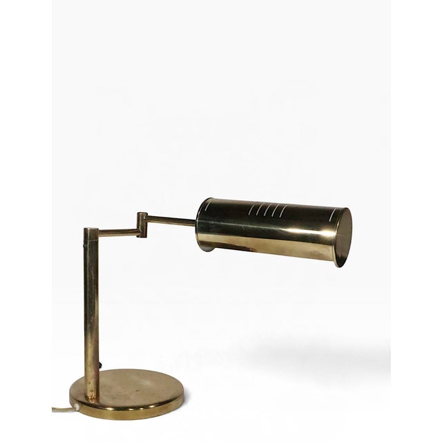 Metal Mid 20th Century Mid Century Modern Brass Flex Arm Desk Lamp by Walter Von Nessen For Sale - Image 7 of 18