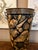 Metal Vintage English Planter Jardiniere Urn Shell Decoupage Black Tole Coastal Décor For Sale - Image 7 of 17