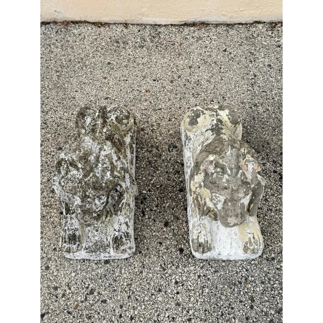 Stone Vintage Classical Style Cast Cement Concrete Guardian Entry Lions - Pair For Sale - Image 7 of 16
