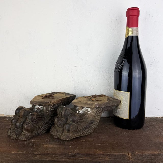 Carved Wooden Lion Paws, Set of 2 For Sale - Image 11 of 13