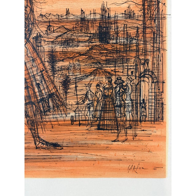Cartou Signed Lithograph, 1965 – Paris Street Scene – Printed by Ch. Sorlier For Sale - Image 9 of 12
