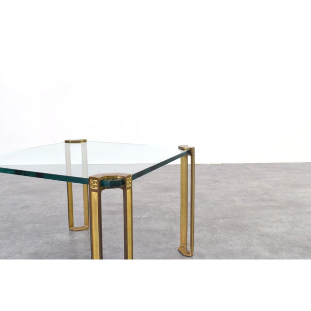 Hollywood Regency Brass and Glass Coffee Table by Peter Ghyczy, 1970s For Sale - Image 6 of 8