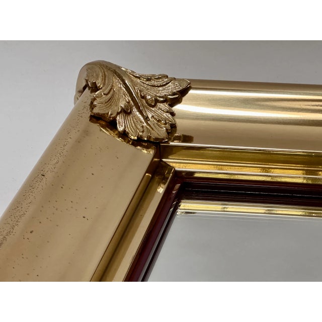 Gold Neo-Classical Crystal Glass Wall Mirror with Brass Decor from Mariner 1893, Spain, 1970s For Sale - Image 8 of 18