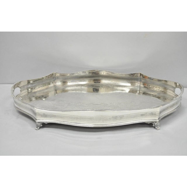Vintage William Adams Sheffield England Edwardian Silver Plated Scalloped Tray For Sale - Image 16 of 16