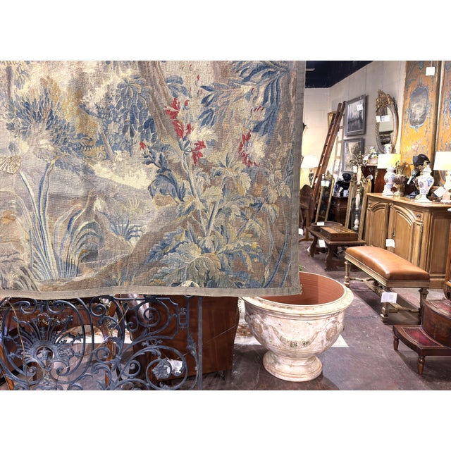 Mid 18th Century 18th Century French Aubusson Pastoral Tapestry With Fishermen, Verdure & Castle For Sale - Image 5 of 12