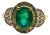 Bochic “Capri” Vintage Natural Diamond & Emerald Retro Ring Set In 18K Gold & Silver For Sale