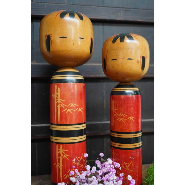 Wood Vintage Traditional Kokeshis by Kawamura Shoji, Japan, 1960s, Set of 2 For Sale - Image 7 of 11
