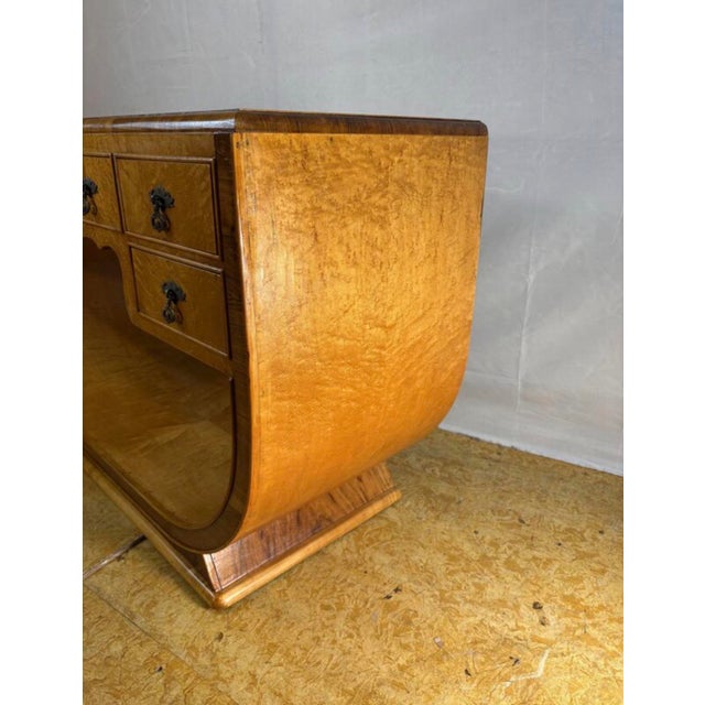 Wood Vintage Art Deco Console Table in Birds Eye Maple, 1920s For Sale - Image 7 of 10