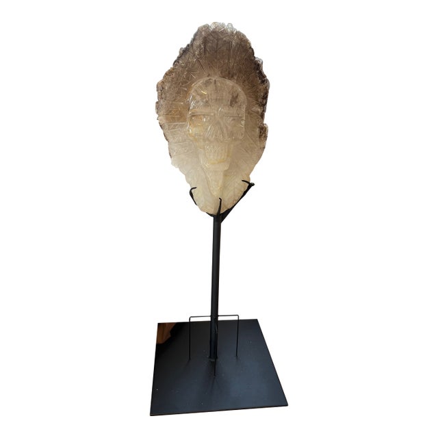 Balam: Monumental Hand-Carved Brazilian Smoky Quartz Sculpture With Natural Elestial Formation For Sale
