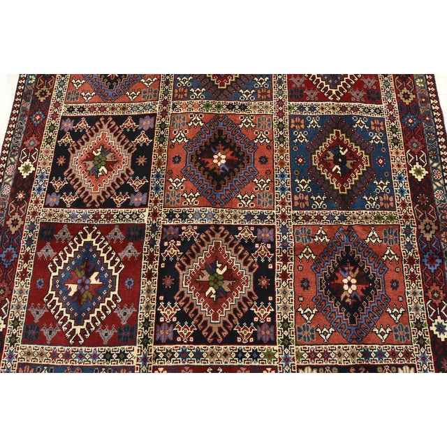 1990s Yalameh Rug 4'11'' X 6'7'' Multicolor Wool Vintage Tribal Hand-Knotted Carpet For Sale - Image 5 of 14