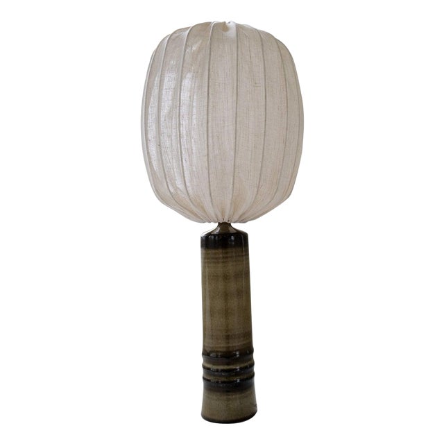 Mid-Century Modern Earthy Glazed Ceramic Table Lamp by Olle Alberius for Rörstrand, Sweden, 1970s For Sale