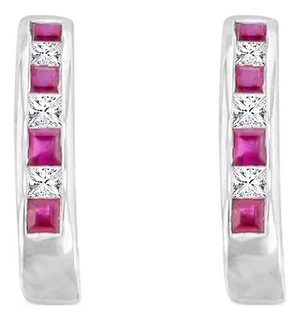 Ruby Diamond Earrings .78cttw 14k White Gold, 2 Pieces