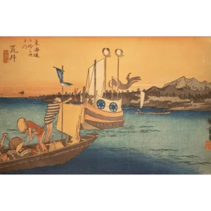 1960 After Hiroshige "The 53 Stations of Tokaido Road: 31st Station" French Ukiyo-E Print
