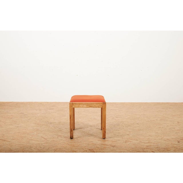 Wooden Stool with Red Seat Cushion from Horgenglarus, in Good conditions. Designed 1920 to 1949 I have official proof of...