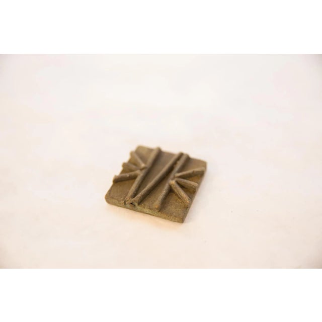 Tribal Vintage African Square Bronze Coin For Sale - Image 3 of 4