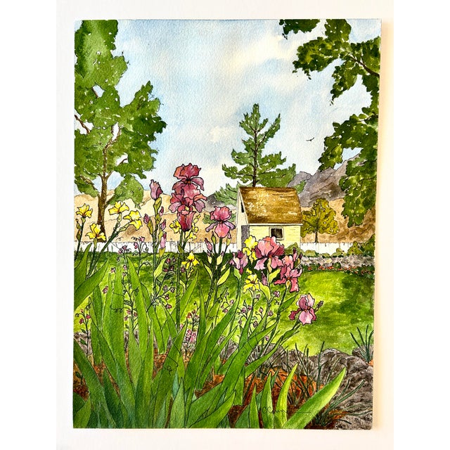 “Larkspur Hill Flower Shop”Watercolor Ink and Wash Painting Giclee Print For Sale - Image 4 of 12