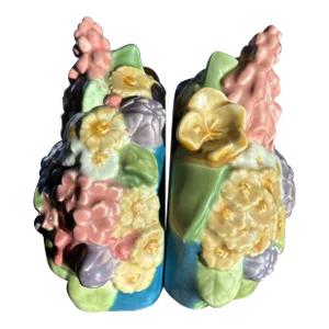 1930s Rookwood Floral Bookends- Set of 2