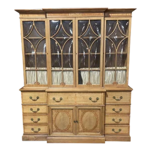 Mid 18th Century Cabinet With Curved Glass Doors and Drop Down Butler's Desk