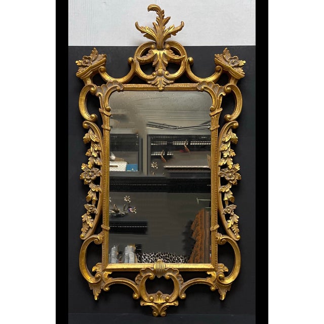 Chippendale 20th-C. Italian Chinese Chippendale Style Giltwood Mirror for Chelsea House For Sale - Image 3 of 6
