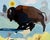 "Bison Scape" a Landscape With Bison and Birds by LWren Walraven For Sale