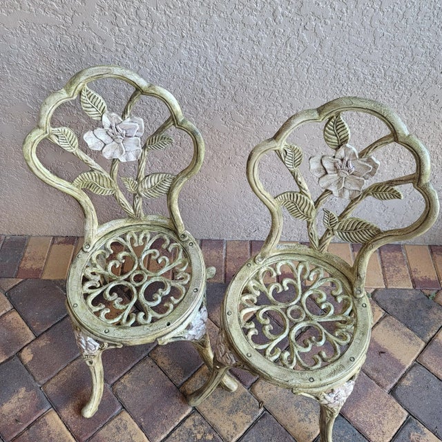 Vintage Cast Iron Victorian-Style Garden Chairs, a Pair For Sale - Image 9 of 11