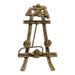 Vintage Figurative Brass Table Easel For Sale
