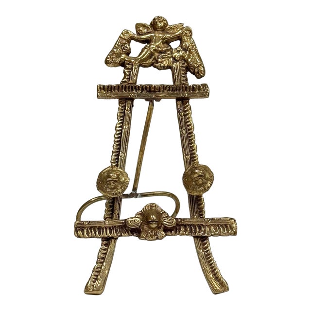 Vintage Figurative Brass Table Easel For Sale