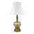 Vintage Hollywood Regency Gold and White Satin Glass Table Lamp For Sale