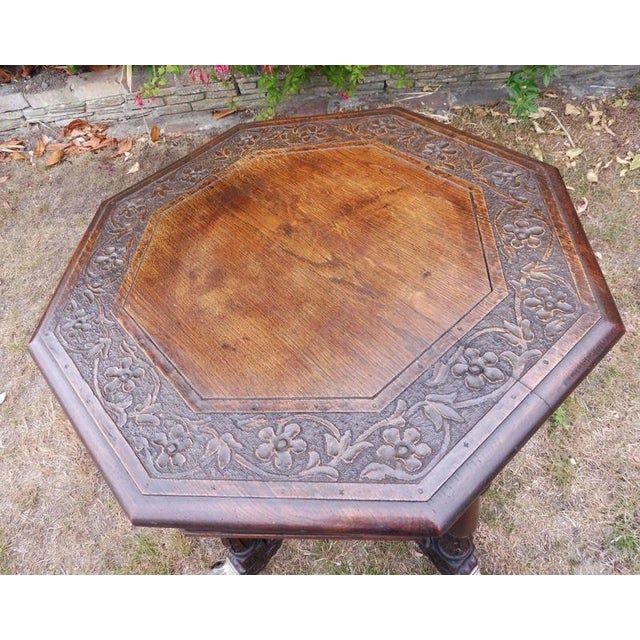 19th Century Antique Regency Carved Country Oak Occasional Table, 1800 For Sale - Image 5 of 14