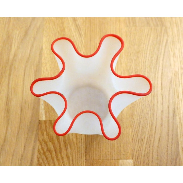 Mid-Century Modern Small Fazzoletto Handkerchief-Shaped Vase in Frosted Glass, 1950s For Sale - Image 3 of 13