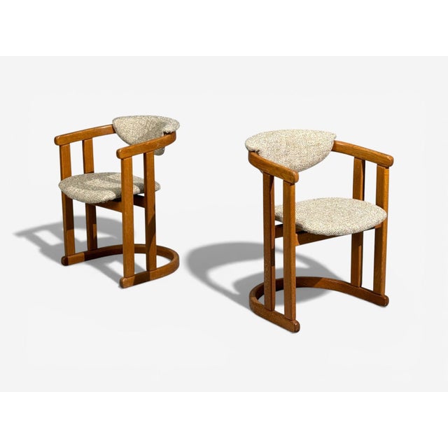 German Modern, Karl Springer Style, Occasional Chairs, Tweed, Beech, Germany, 1960s Pair of brutalist style occasional...